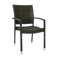 WICKER-3 kėdė su porankiais, tamsiai ruda