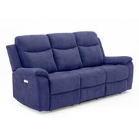 MILO trivietė sofa-fotelis, 209x96x103 cm, su elektriniu mechanizmu, mėlyna