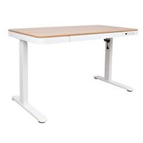 ERGO stalas su 1 varikliu, 120x60x72-121 cm, balta/ąžuolas