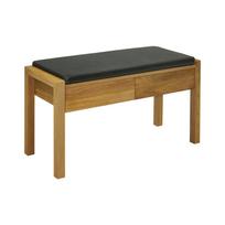 MONDEO suolas su 2 stalčiais, 88x33x49,2 cm, sėdynė: oda, mediena: ąžuolas, apdaila: alyvuota.