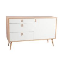Komoda HELENA WHITE su durelėmis ir 3 stalčiais, 120x40xH75cm, medžiaga: MDF, spalva: natūrali / balta