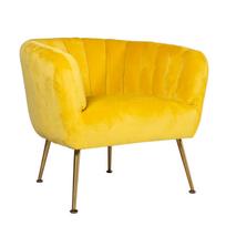 TUCKER fotelis 78x71xA69 cm, užvalkalo medžiaga: aksomas, spalva: geltona, kojos: aukso spalvos nerūdijantis plienas