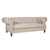 HOLMES trivietė sofa, 223x99x77 cm, aptraukta audiniu, smėlio spalvos