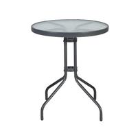 BISTRO stalas, D60xA70cm, stalviršis: skaidrus grūdintas banguotas stiklas, metalinis rėmas, spalva: pilka