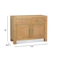 Komoda su 2 stalčiais ir 2 durelėmis, 46,5 x 110 x A82 cm, mediena: ąžuolas, spalva: natūrali, apdaila: alyvuota