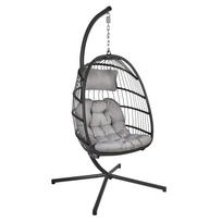 YOYO pakabinama kėdė su baltomis pagalvėlėmis, 100x95/110xA196 cm, koja: juodas plieninis vamzdis, sėdynė: plastikinė vytelė