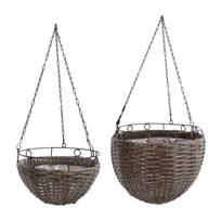 PINTIS pakabinamas vazonas WICKER, 2 vnt., G30xA27/60 cm, G25xA15/58 cm, tamsiai ruda