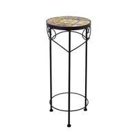 Gėlių stovas „MOROCCO“, D25xA60cm, mozaikinis paviršius su spalvingais motyvais, juodas metalinis rėmas
