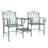 Sodo suolas su stalu MINT 155x68,5x91,5 cm, kaltinis geležis, sendintos žalios spalvos