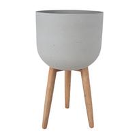 SANDSTONE vazonas ant medinių kojelių, G40xA73,5 cm, pilkas