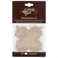 Baldų grindų apsaugos pagalvėlės, D43mm x 4 vnt., smėlio spalvos, veltinio