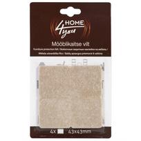 Baldų grindų apsaugos pagalvėlės 43x43mm x 4 vnt., smėlio spalvos
