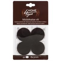 Baldų grindų apsaugos pagalvėlės, D43mm x 4 vnt., juodos, veltinio