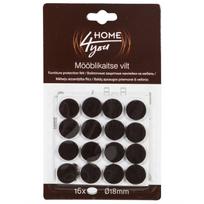 Baldų grindų apsaugos pagalvėlės, D18mm x 16 vnt., juodos, veltinio