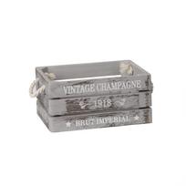 Medinė dėžutė VINTAGE-3, 23x17xH11cm, pilka, virvės rankenos