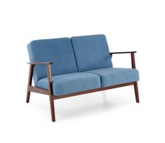 MILANO 2S sofa, mėlyna CASTEL#74 / tamsus riešutmedis