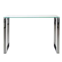 Šoninis staliukas KATRINE 110x40xH76cm, stalviršis: skaidrus stiklas, kojos: chromuotos