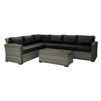 Sodo baldai GENEVA kampinė sofa ir stalas, pilka