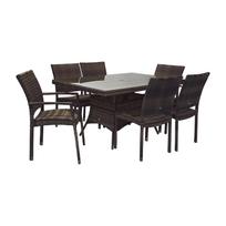 PINTI sodo baldai: stalas ir 4+2 kėdės (11897, 1336), 150x100xA74 cm, spalva: ruda