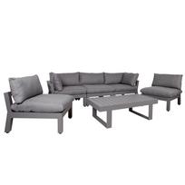 FLUFFY modulinis sodo baldų komplektas: sofa ir stalas, pilkas