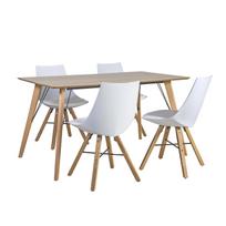 Valgomojo komplektas HELENA su 4 kėdėmis (37021), 140x80xH74cm, stalviršis: ąžuolo fanera MDF, apdaila: lakuota