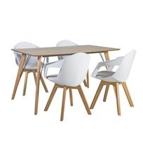 Valgomojo komplektas HELENA su 4 kėdėmis (37034), 140x80xH74cm, stalviršis: ąžuolo fanera MDF, apdaila: lakuota