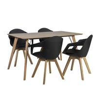 Valgomojo komplektas HELENA su 4 kėdėmis (37035), 140x80xH74cm, stalviršis: ąžuolo fanera MDF, apdaila: lakuota