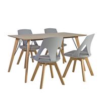 Valgomojo komplektas HELENA su 4 kėdėmis (37036), 140x80xH74cm, stalviršis: ąžuolo fanera MDF, apdaila: lakuota
