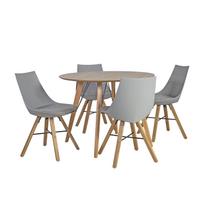 Valgomojo komplektas HELENA su 4 kėdėmis (37022), G100xA75cm, stalviršis: ąžuolo fanera MDF, apdaila: lakuota