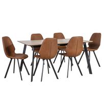 Valgomojo komplektas HELENA su 6 kėdėmis (20078), 160x90xH75cm, stalviršis: ąžuolo fanera, MDF, apdaila: lakuota