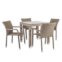 Sodo baldai LARACHE stalas ir 4 kėdės (2102), 80x80x75 cm, rėmas: aliuminis su plastikine vytele