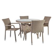 Sodo baldai LARACHE stalas ir 4 kėdės (2102), G100xA74 cm, rėmas: aliuminis su plastikine vytele