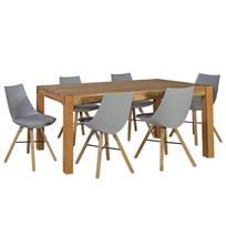 Valgomojo komplektas CHICAGO su 6 kėdėmis (37022) 180x90xH76 cm, mediena: ąžuolas, apdaila: alyvuota, spalva: natūrali