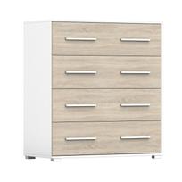 Komoda Idzczak FRIDA MINI 02 4S BS, spalva ąžuolas/balta Sonoma