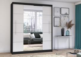 Idzczak RICO spinta su veidrodžiu (spalvos) 204 cm balta + veidrodis juodas LED profilis 200
