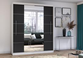 Idzczak RICO spinta su veidrodžiu 204 cm balta + juoda + veidrodinis profilis LED 200