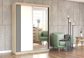 Idzczak Spinta VISTA 07 (150 cm) Balta + Veidrodis Sonoma Oak LED profilis 150