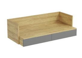 MOBIUS DESK 2S korpusas: natūrali hikorija, fasadai - dulkėta pilka (1 vnt.)