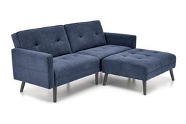 CORNELIUS išskleidžiama sofa su pufu, spalva: mėlyna