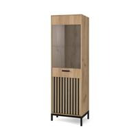 LAMINO W-1 vitrina, dirbtinio ąžuolo/juodos spalvos