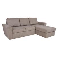 Kampinė sofa-lova INGMAR pilkai smėlinė veliūrinė