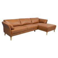 Kampinė sofa COLLINS PN, konjako-rudos odos