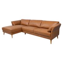 Kampinė sofa COLLINS VN, konjako-rudos odos