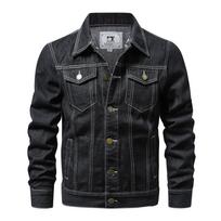 Vyriškas džinsinis švarkas Medvilninis laisvalaikio prigludęs švarkas Vyriškas džinsinis švarkas S tamsiai mėlyna spalva