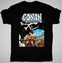 Retro Conan Barbaras ant laivo marškinėliai Juodi Klasikiniai Unisex S-2345XL 1H0094 Unisex marškinėliai M
