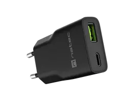 Natec Ribera USB Charger Gan Slim USB 1X USB-A + 1X USB-C 20W | NUC-2377