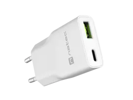 Natec Ribera USB Charger Gan Slim USB 1X USB-A + 1X USB-C 20W | NUC-2376