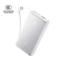 Išorinė baterija Anker Zolo (20K, 22.5W, Built-In USB-C Cable) White