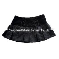 Y2K Millennium Black & Gray Striped Chain Decor Mini Skirt - Spicy Girl Style, Slimming & Versatile Streetwear. Small juoda