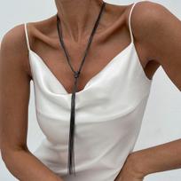 Hip-Hop Metal Texture Flat Snake Bone Chain Necklace, Cold Wind Knotted Chain Collarbone Necklace